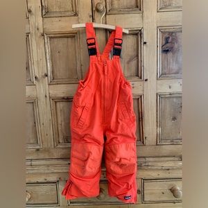 Lands End Kids Squall Waterproof Iron Knee Bibs Crimson Orange Size 3